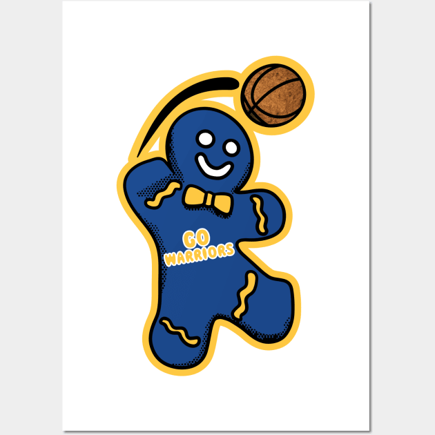 Golden State Warriors Gingerbread Man Wall Art by Rad Love